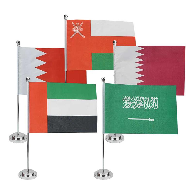 Bahrain Flag with Metal Pole and Silver Base